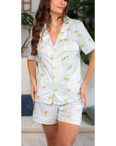 Pijama Feminino Americano Curto Listrado Limão