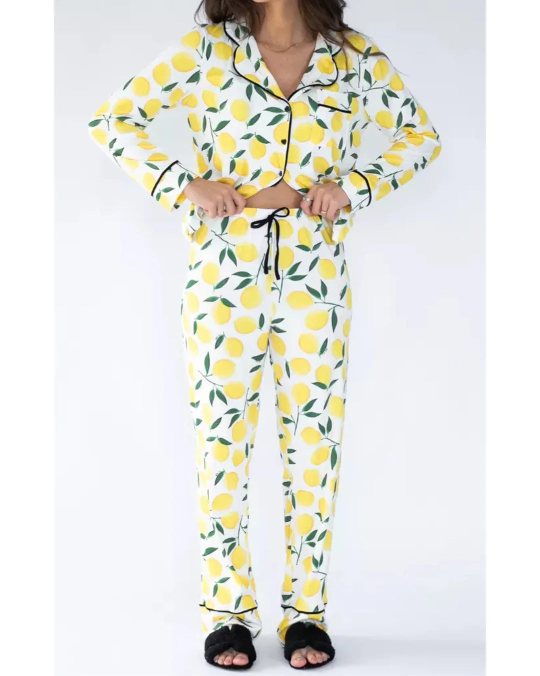 Pijama Feminino Americano Longo Aléxia Limão Siciliano