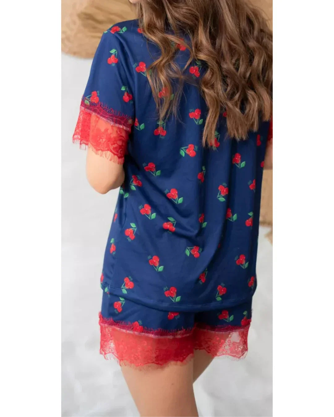 Pijama Feminino Americano Curto Cereja