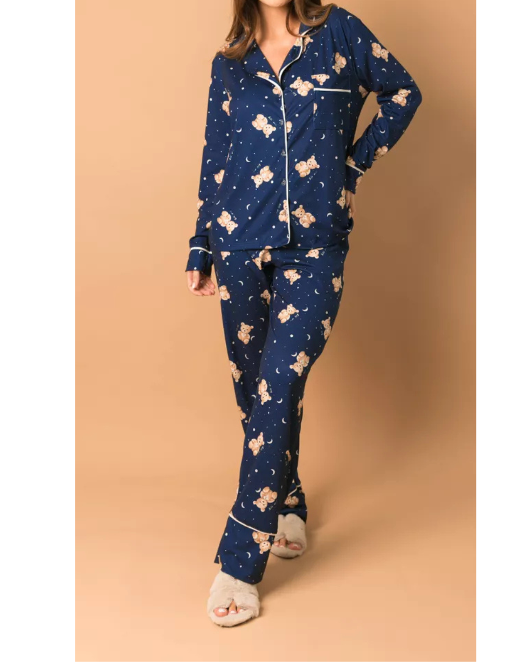 Pijama Feminino Americano Longo Ursos Lua