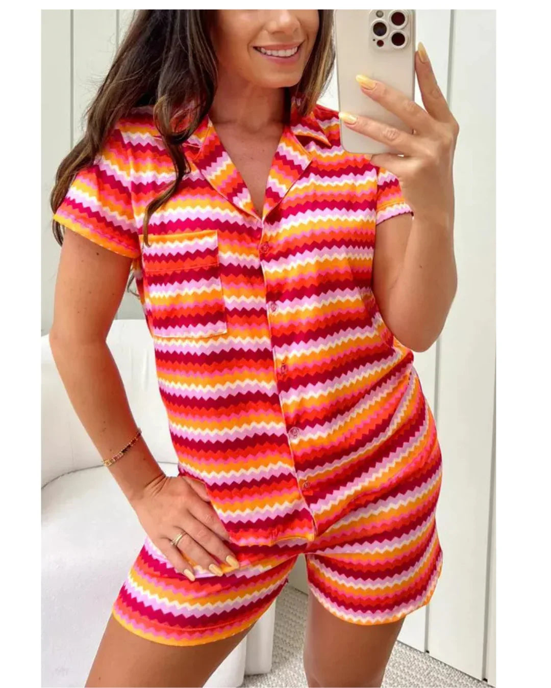 Pijama Feminino Americano Curto Colorido