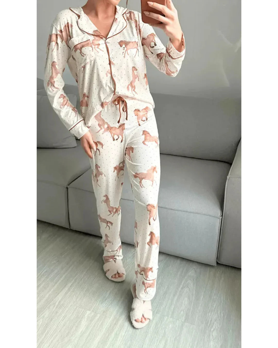 Pijama Feminino Americano Longo Aléxia Cavalos