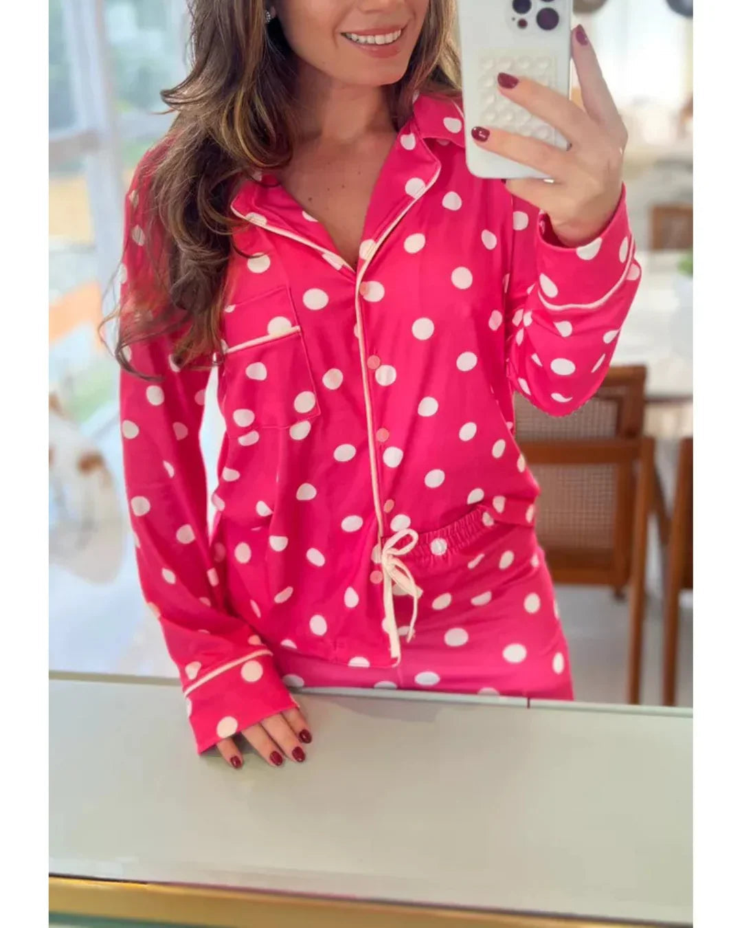 Pijama Feminino Americano Longo Pink Poás