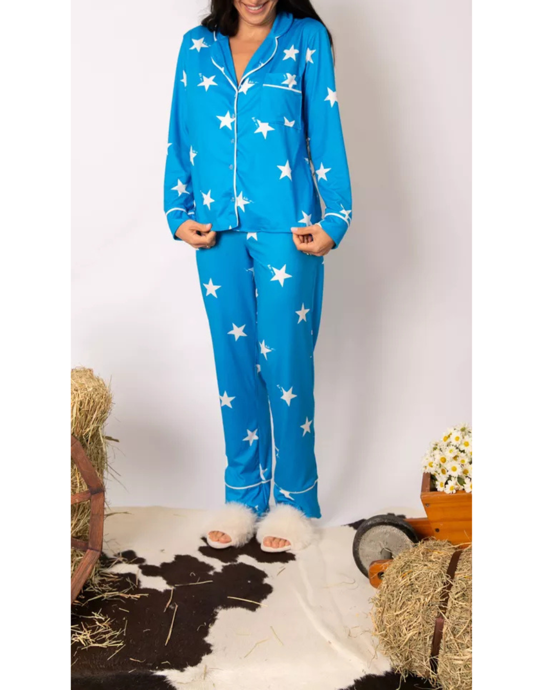 Pijama Feminino Americano Longo Estrelas