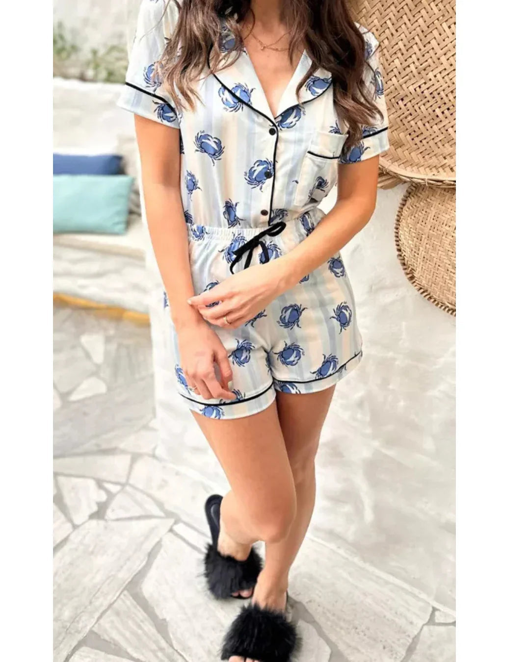 Pijama Feminino Americano Curto Caranguejo