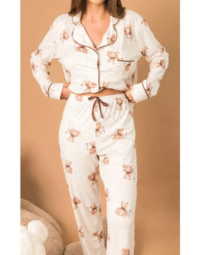 Pijama Feminino Americano Longo Ursos Poás
