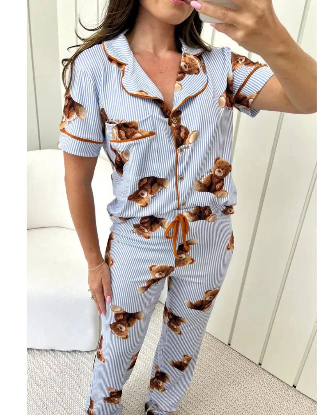 Pijama Feminino Americano Meia Estação New Bear Ursos