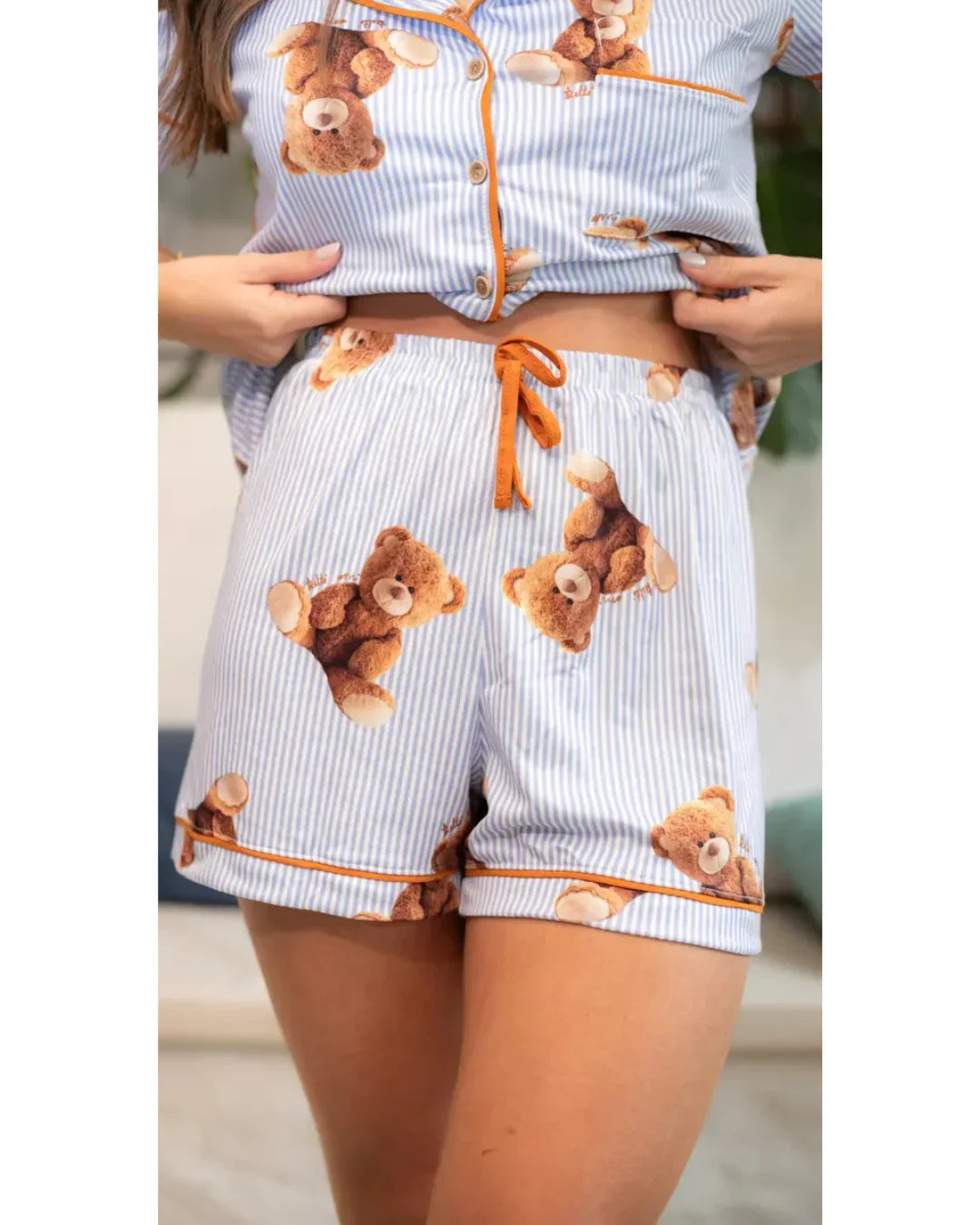 Pijama Feminino Americano Curto Agda New Bear Ursos