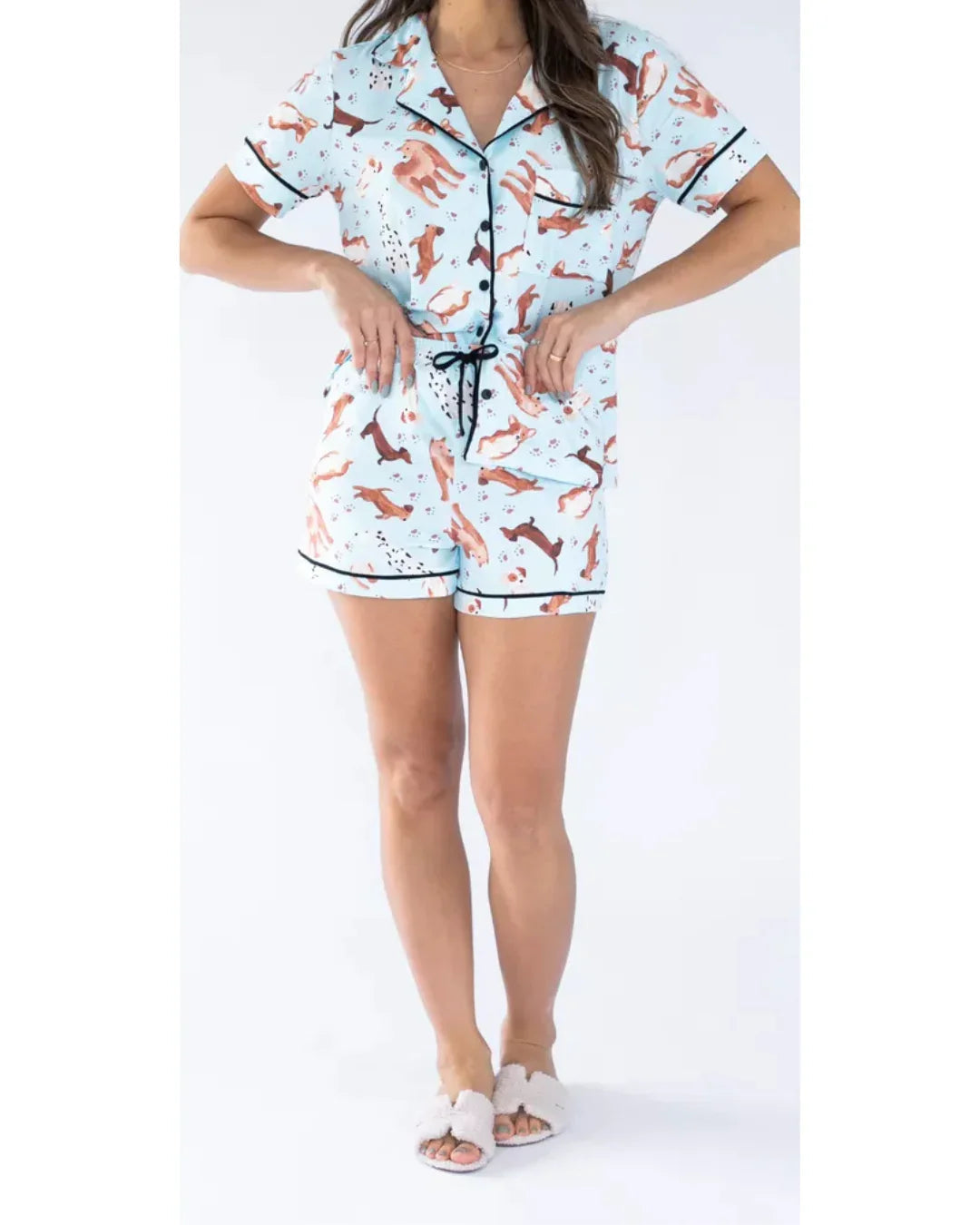 Pijama Feminino Americano Curto Agda Dogs