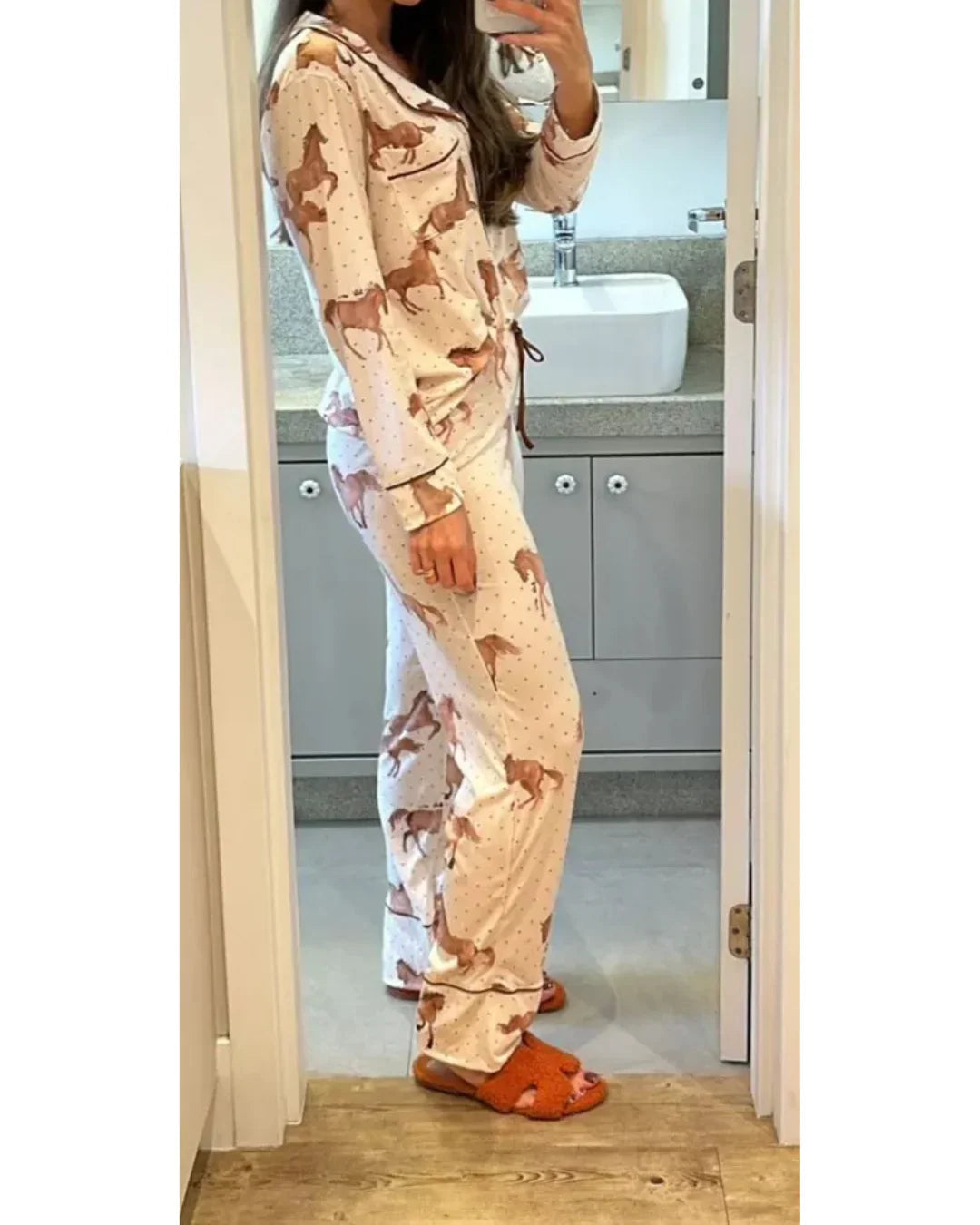 Pijama Feminino Americano Longo Aléxia Cavalos