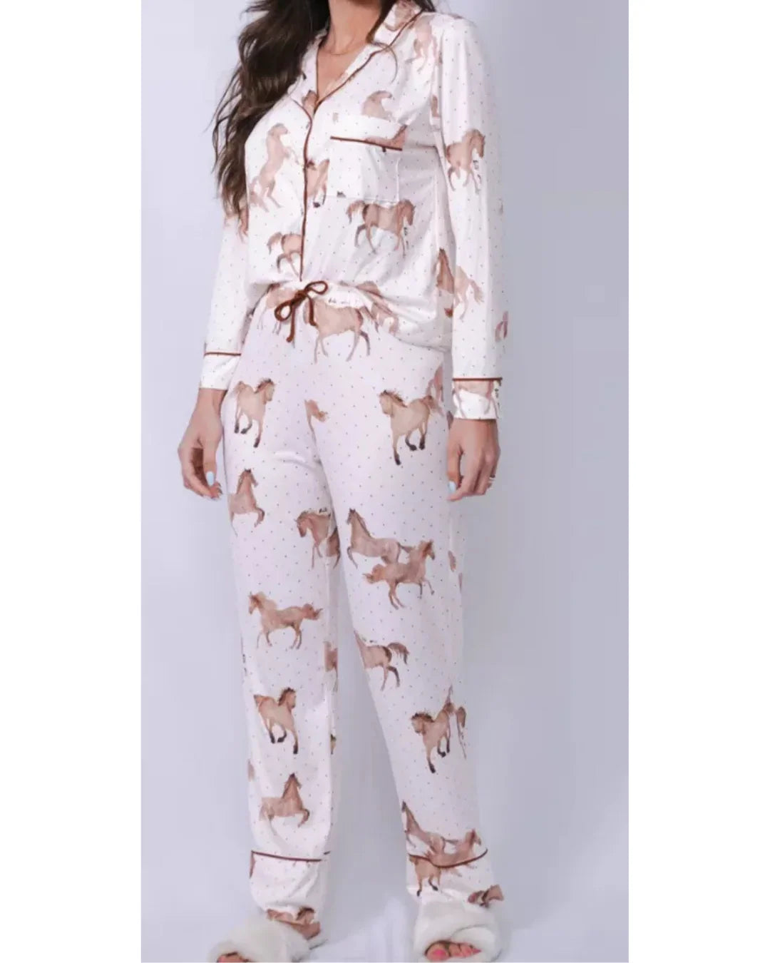 Pijama Feminino Americano Longo Aléxia Cavalos