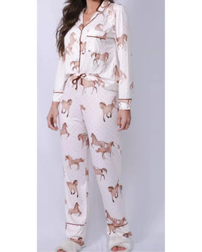Pijama Feminino Americano Longo Aléxia Cavalos