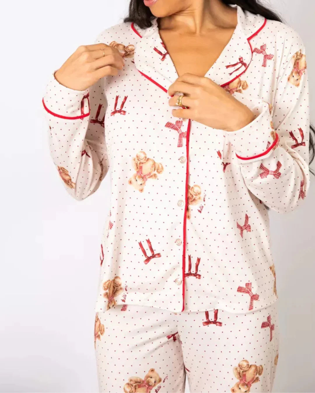 Pijama Feminino Americano Longo Ursos Laços