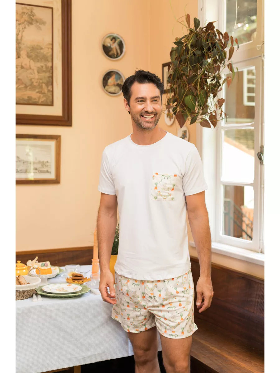 Pijama Masculino Curto Coelho Cenoura