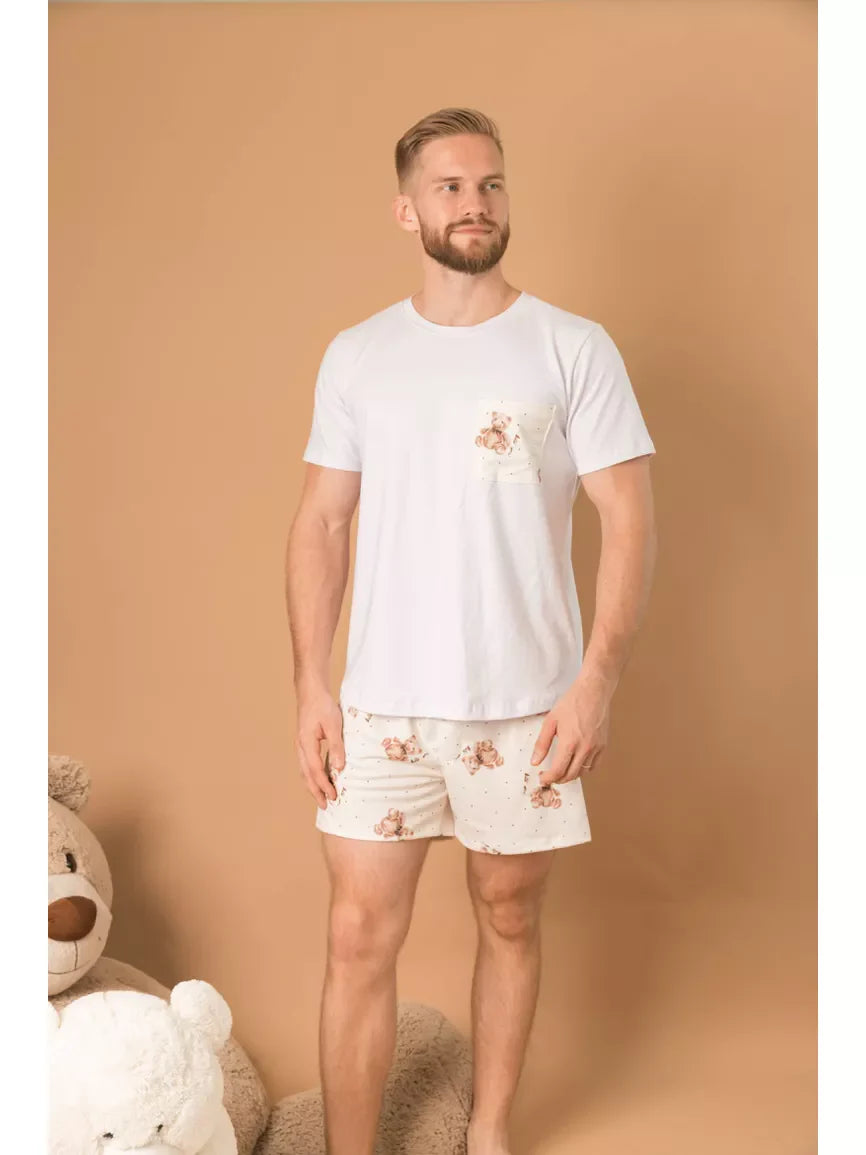 Pijama Masculino Curto Ursos Neve