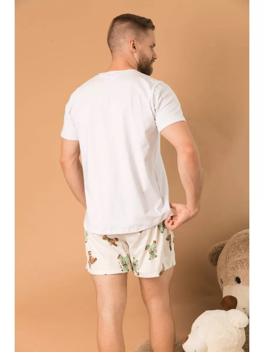 Pijama Masculino Curto Ursos Verde